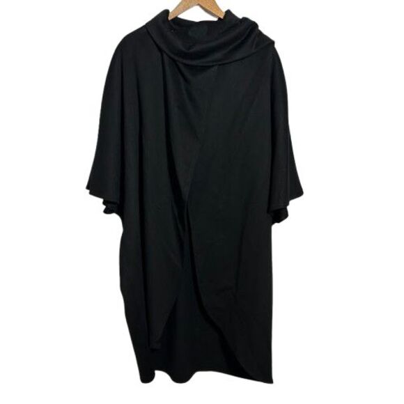 VTG 70s Gemini 100% Wool Shawl Cape Cocoon Wrap Coat OS Black - Picture 1 of 10